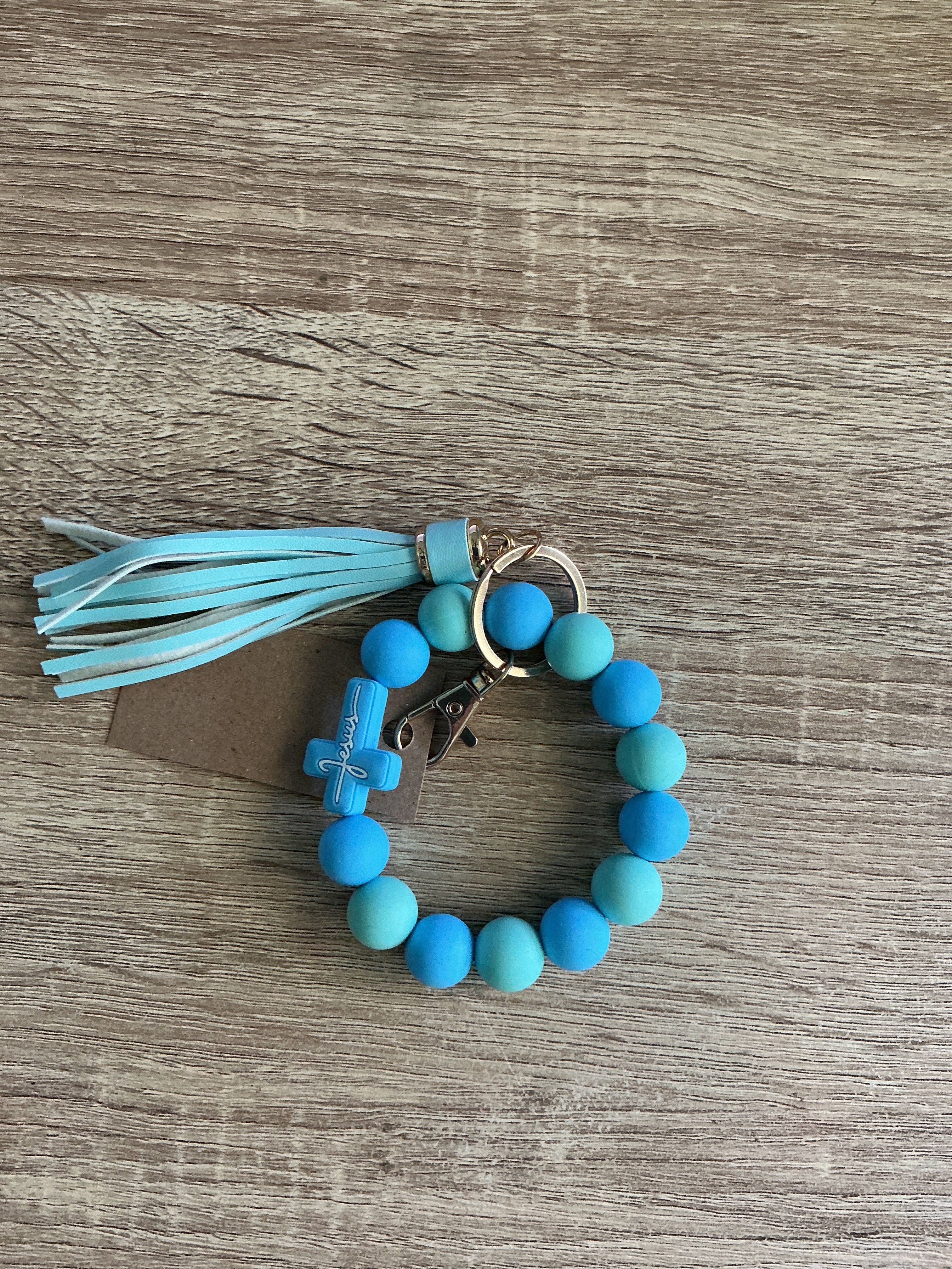 Jesus Cross Beaded Keychain