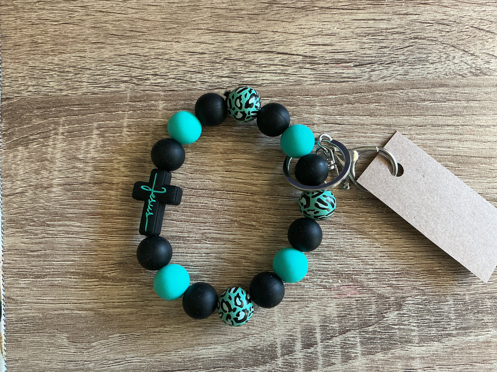 Jesus Cross Beaded Keychain