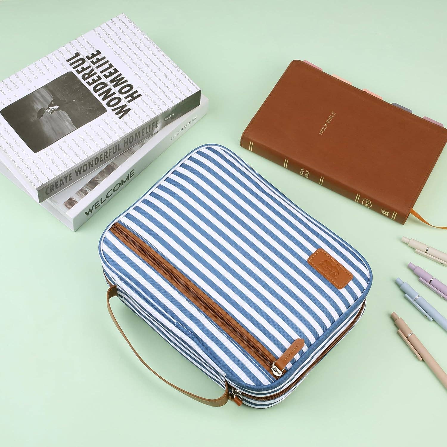 Bible Case Protective Cover - Blue Stripes
