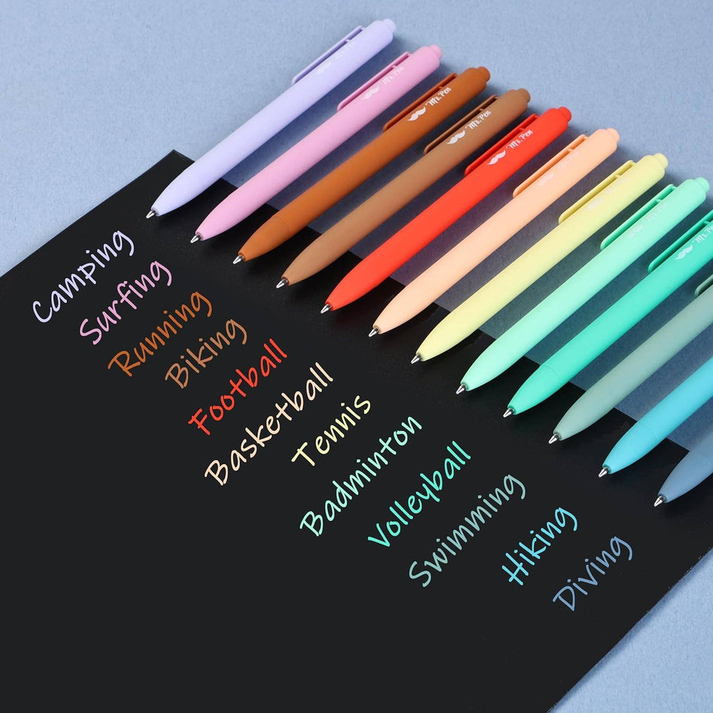 Retractable Gel Pens, 12 Pack, Assorted Colors, Fast Dry,