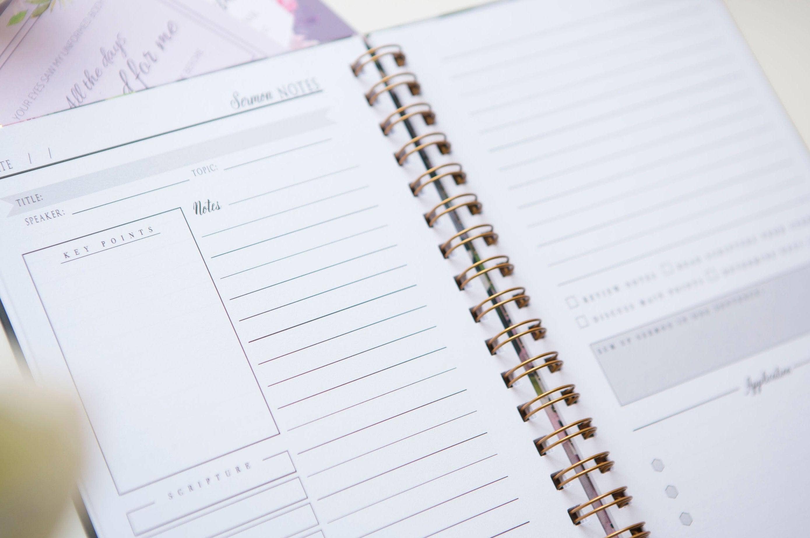 Purple/Peach Sermon Notes Journal