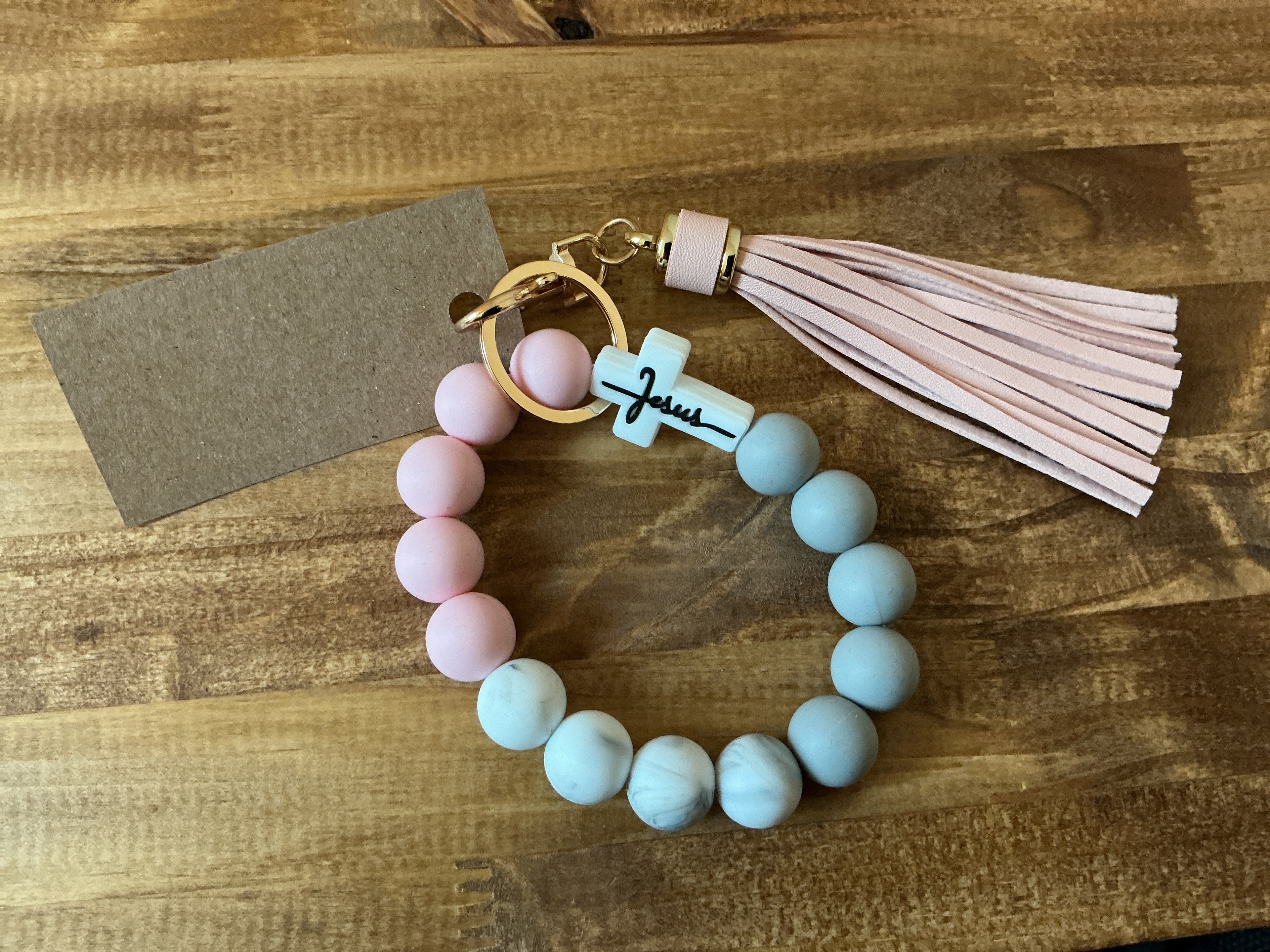 Jesus Cross Beaded Keychain