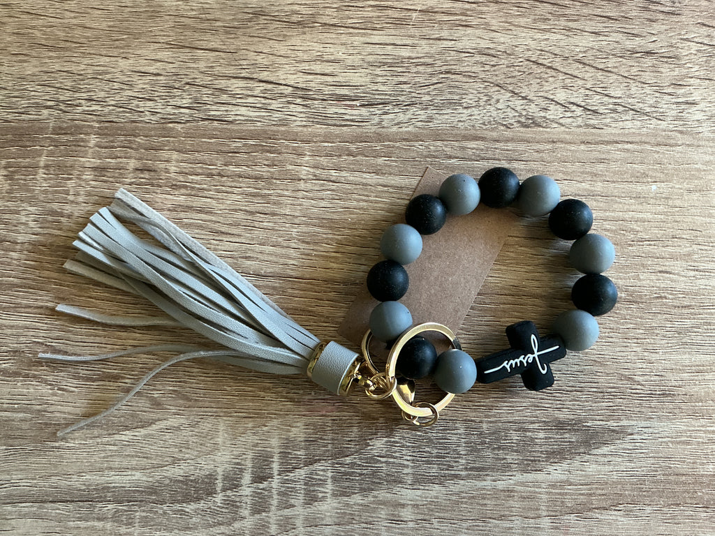 Jesus Cross Beaded Keychain