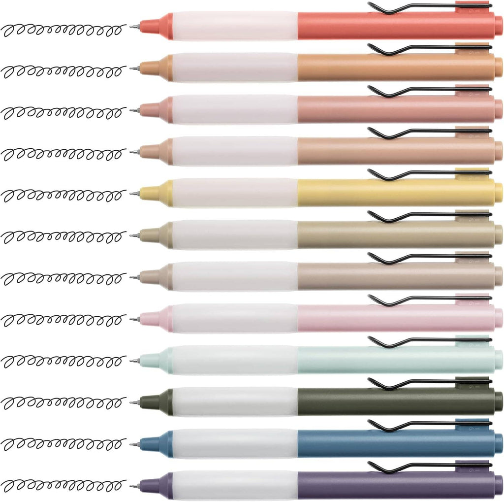 Retractable Gel Pens, 12 Pack, Black Ink Gel Pens, Vintage