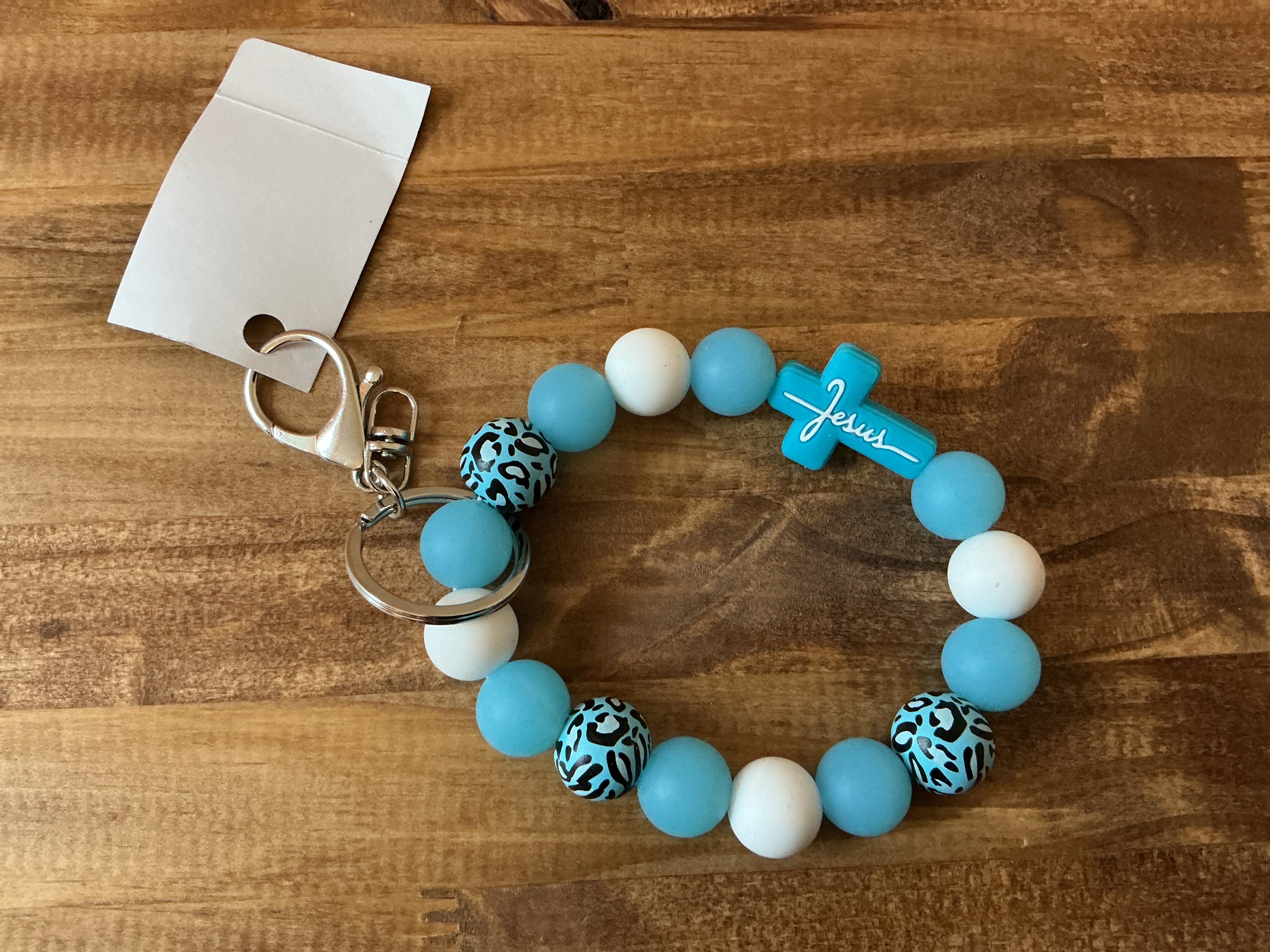 Jesus Cross Beaded Keychain