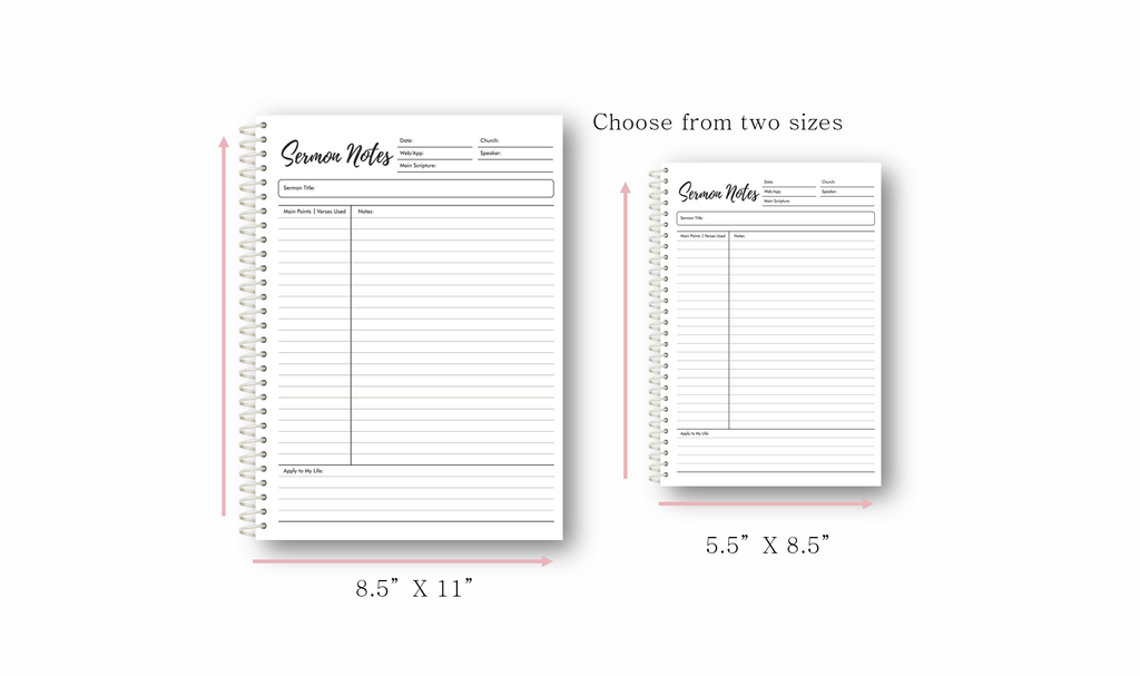 Mint Daisy Sermon Notes Spiral-bound journal, 40 pages