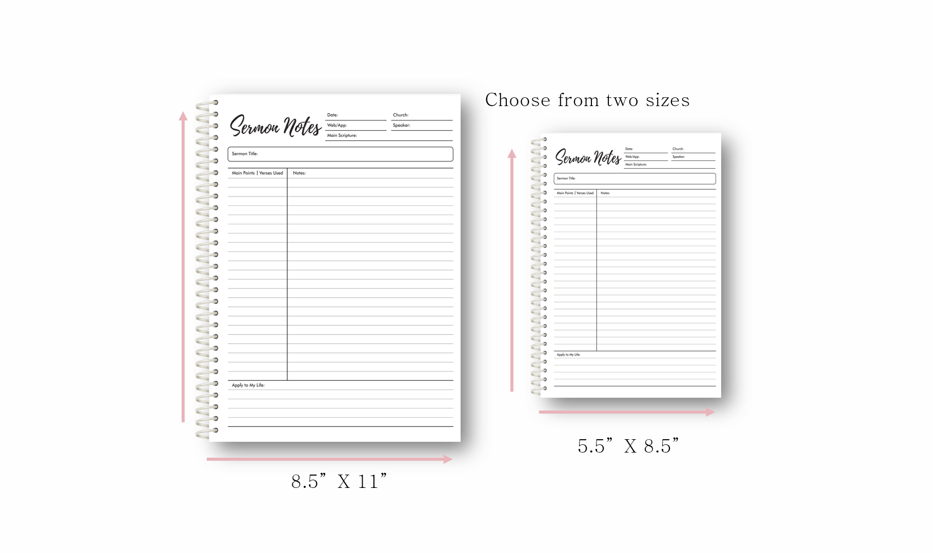 Mint Daisy Sermon Notes Spiral-bound journal, 40 pages