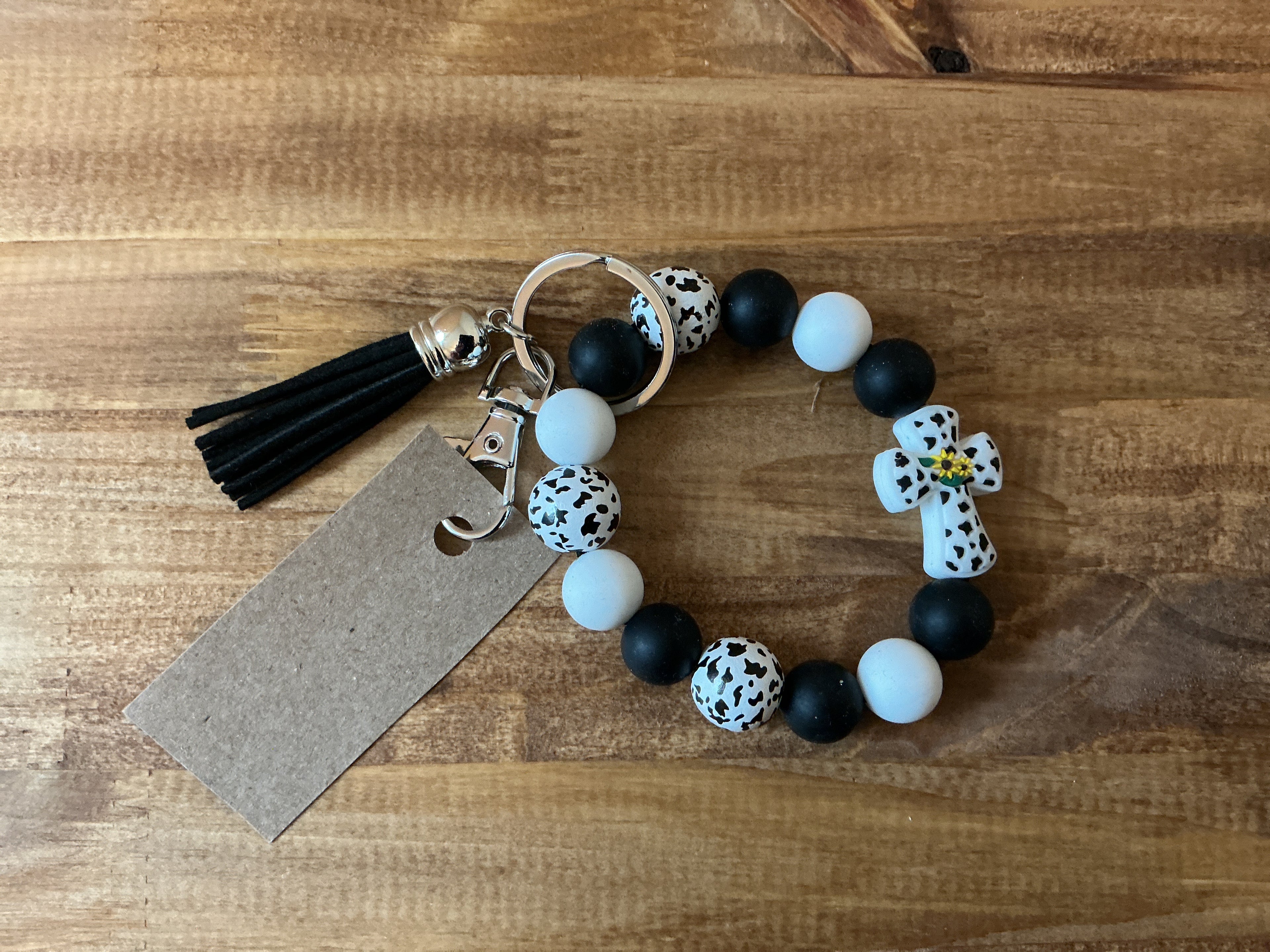 Jesus Cross Beaded Keychain