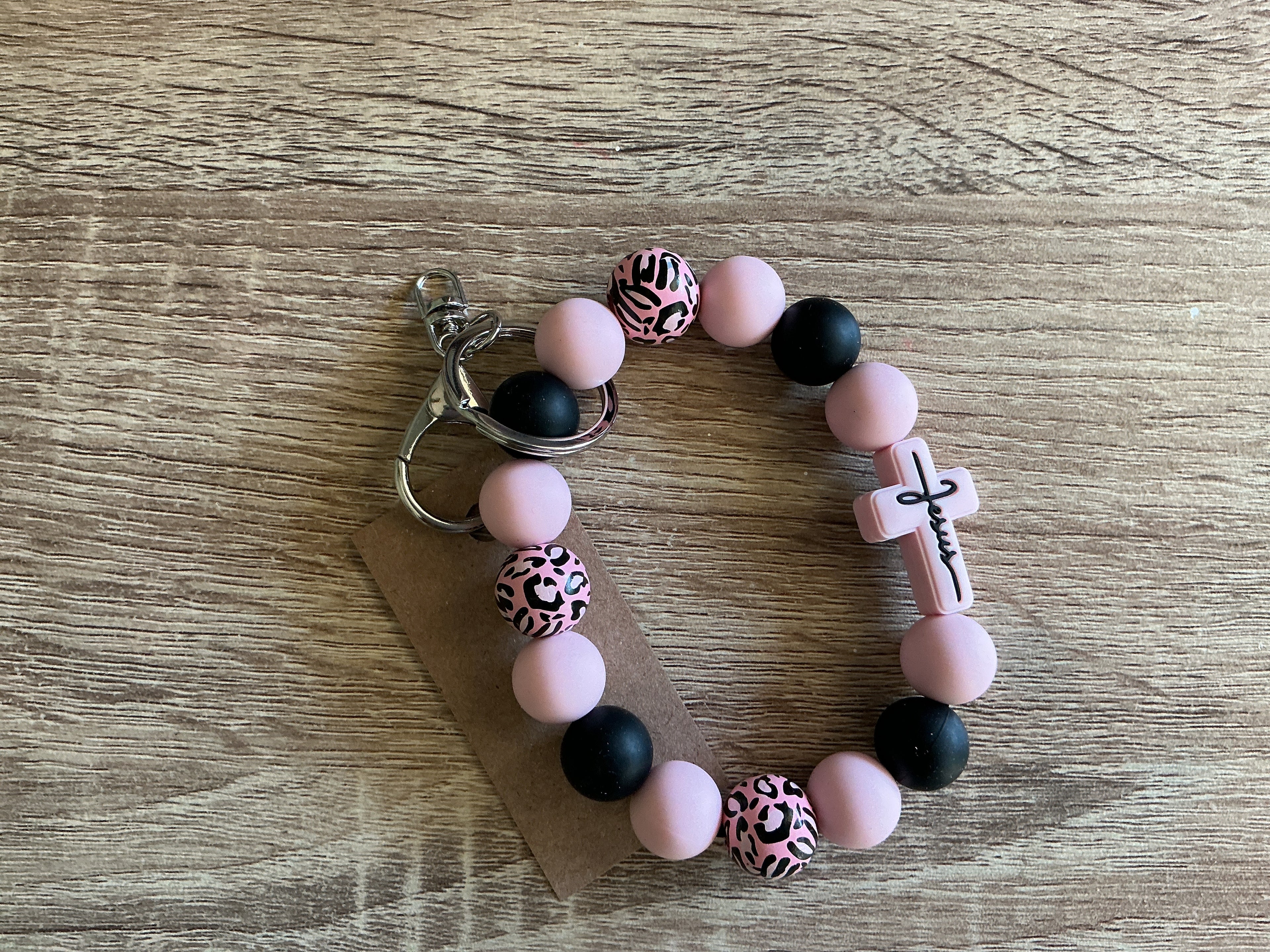 Jesus Cross Beaded Keychain