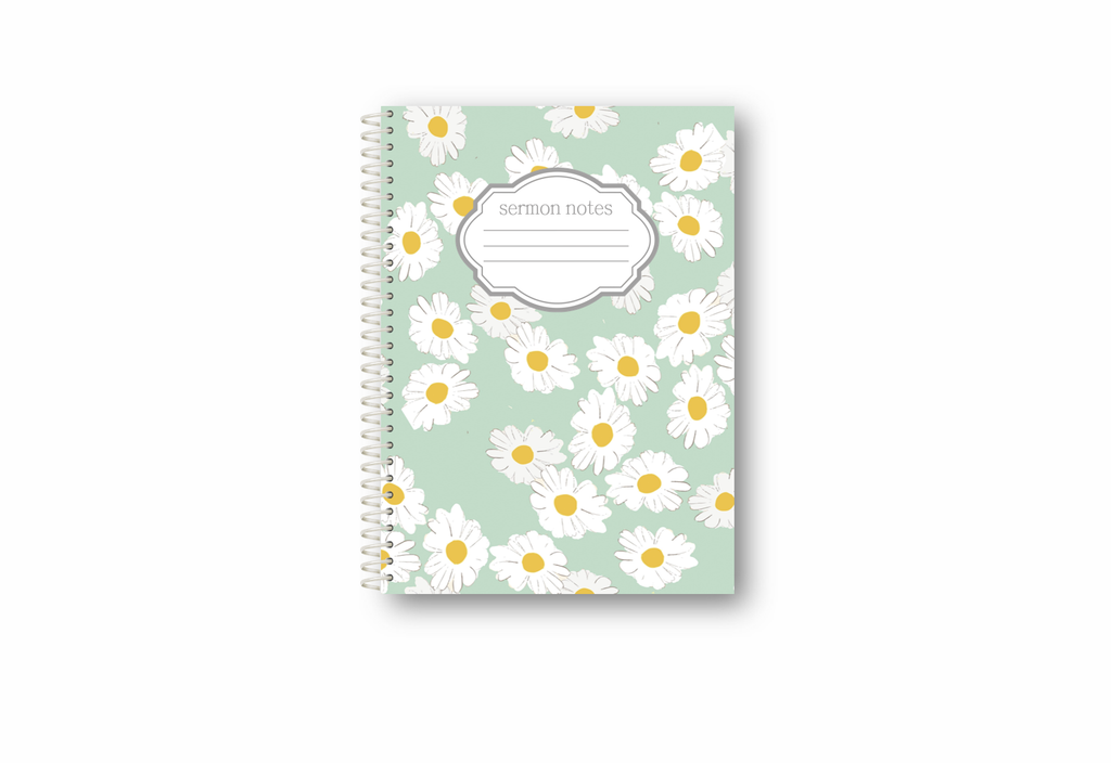 Mint Daisy Sermon Notes Spiral-bound journal, 40 pages