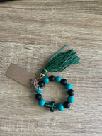Jesus Cross Beaded Keychain