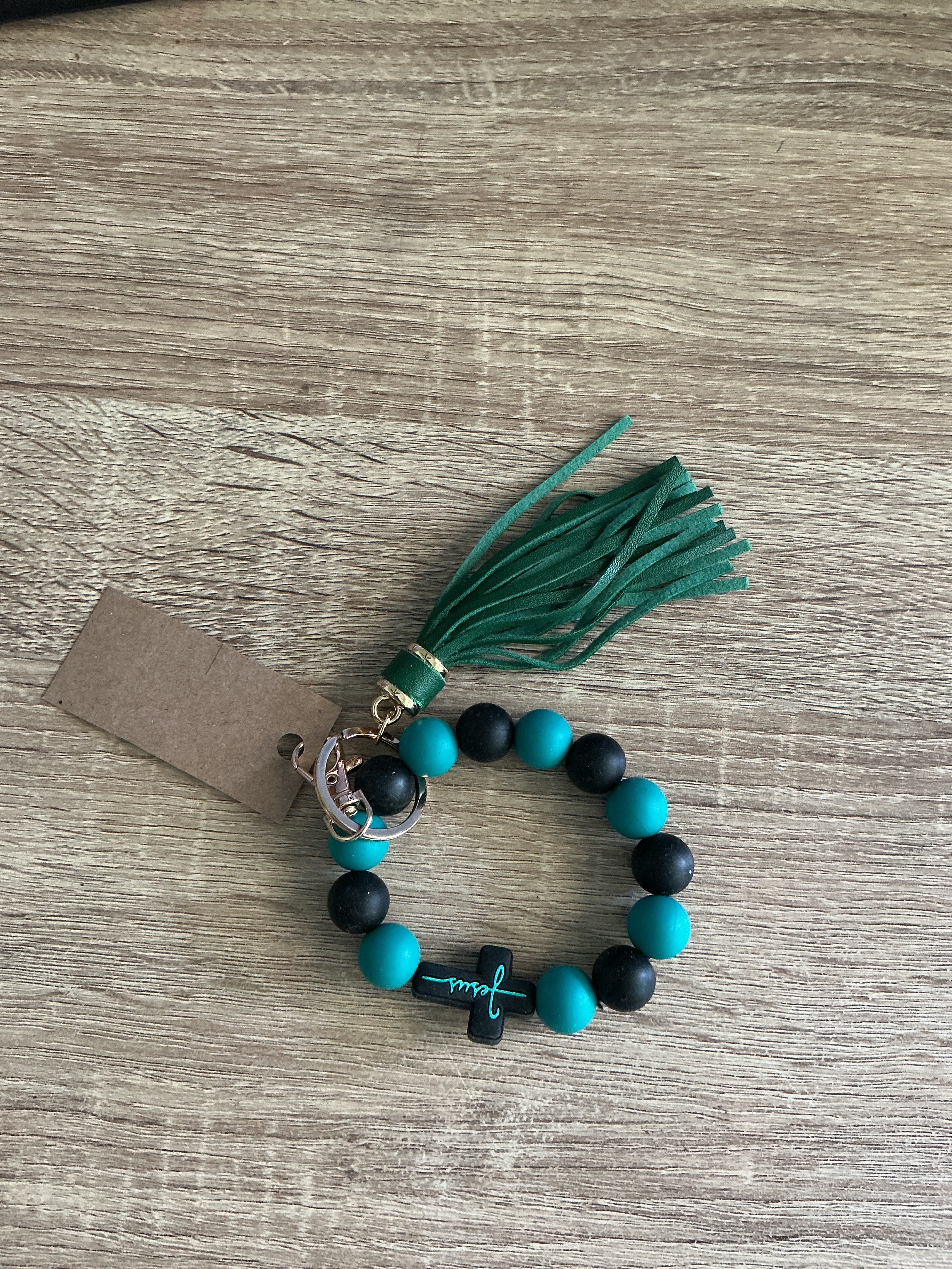 Jesus Cross Beaded Keychain