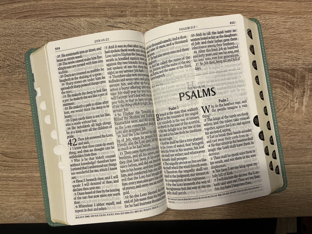 Teal Floral Giant Print Thumb Indexed Bible