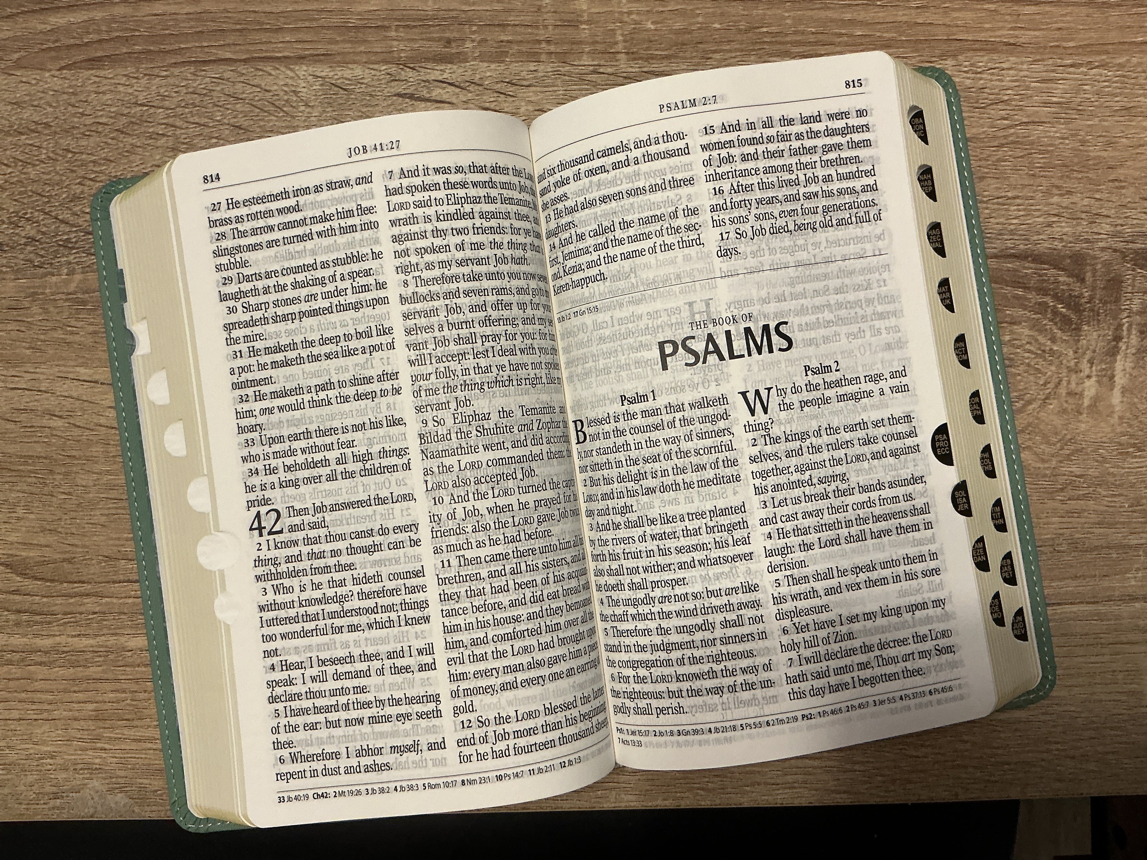 Teal Floral Giant Print Thumb Indexed Bible