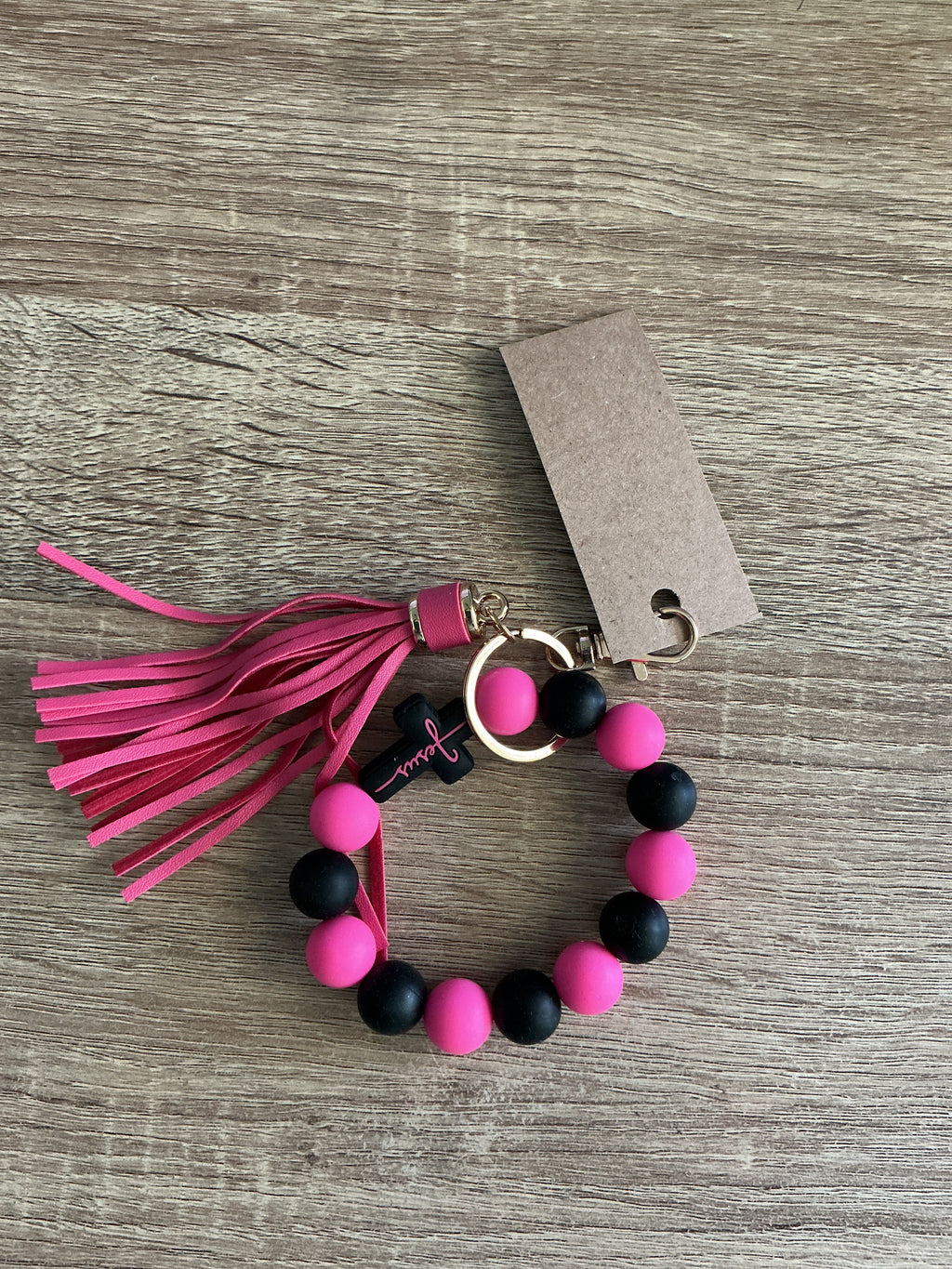 Jesus Cross Beaded Keychain