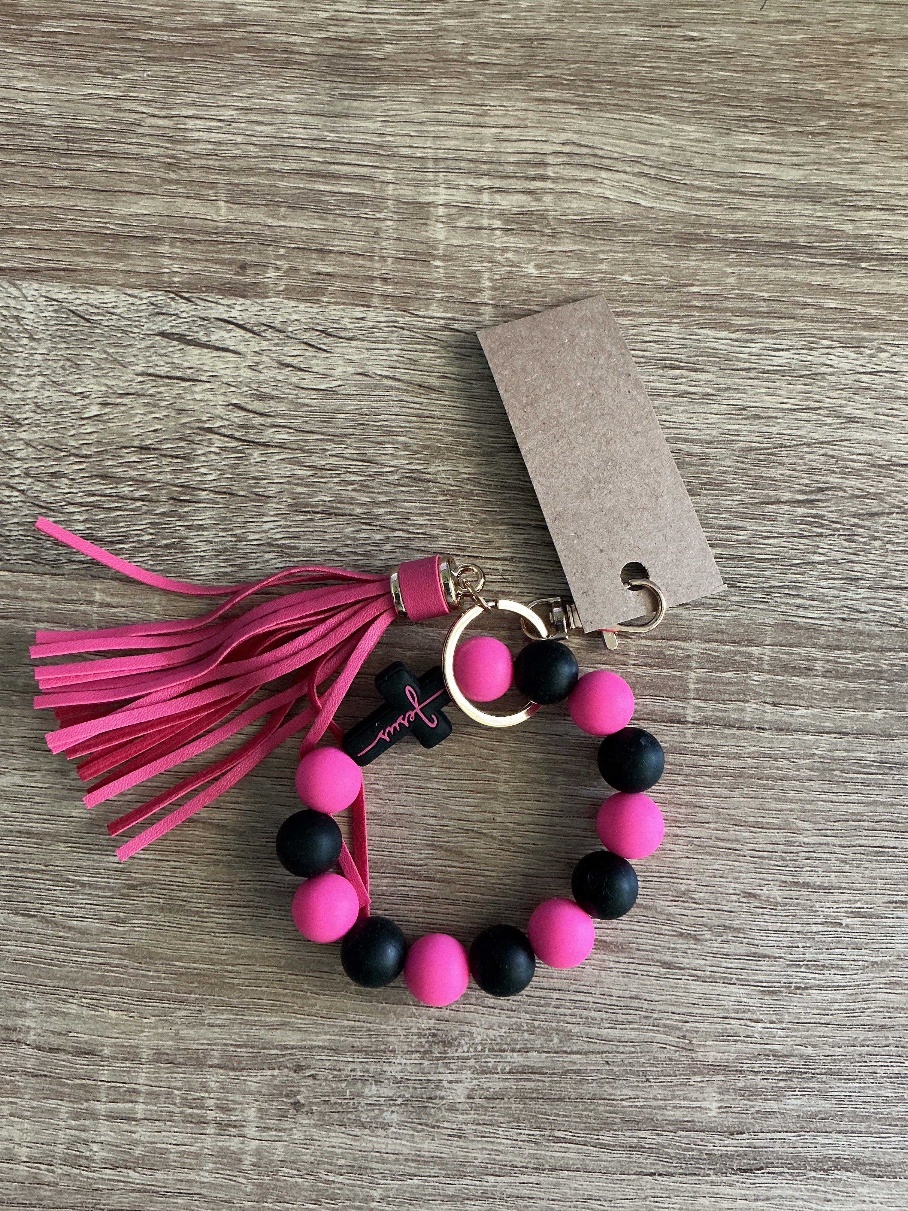 Jesus Cross Beaded Keychain