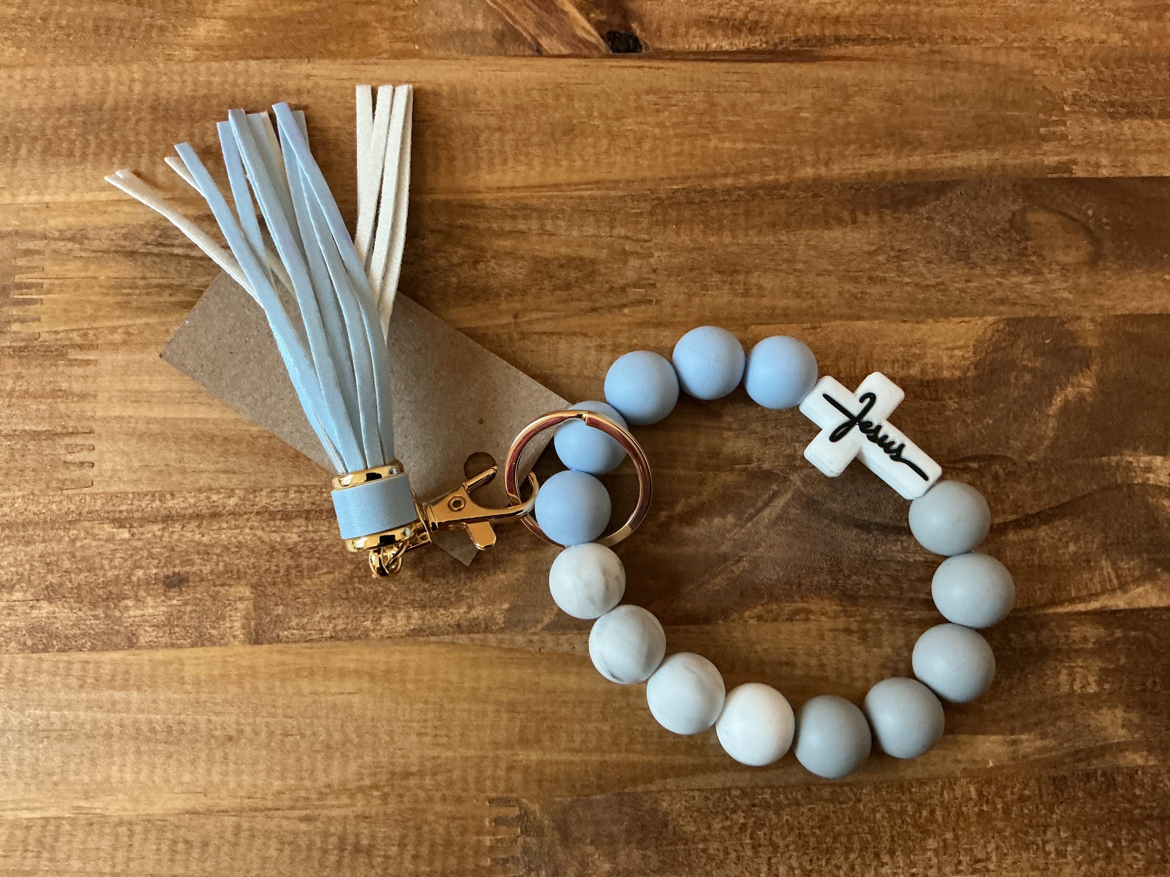 Jesus Cross Beaded Keychain