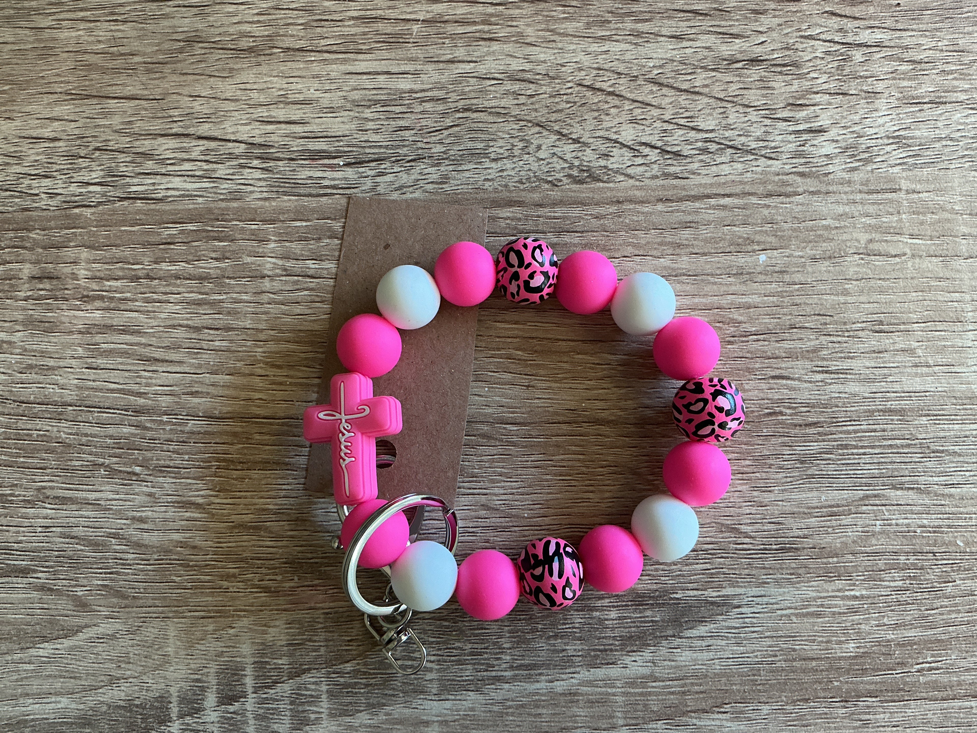 Jesus Cross Beaded Keychain