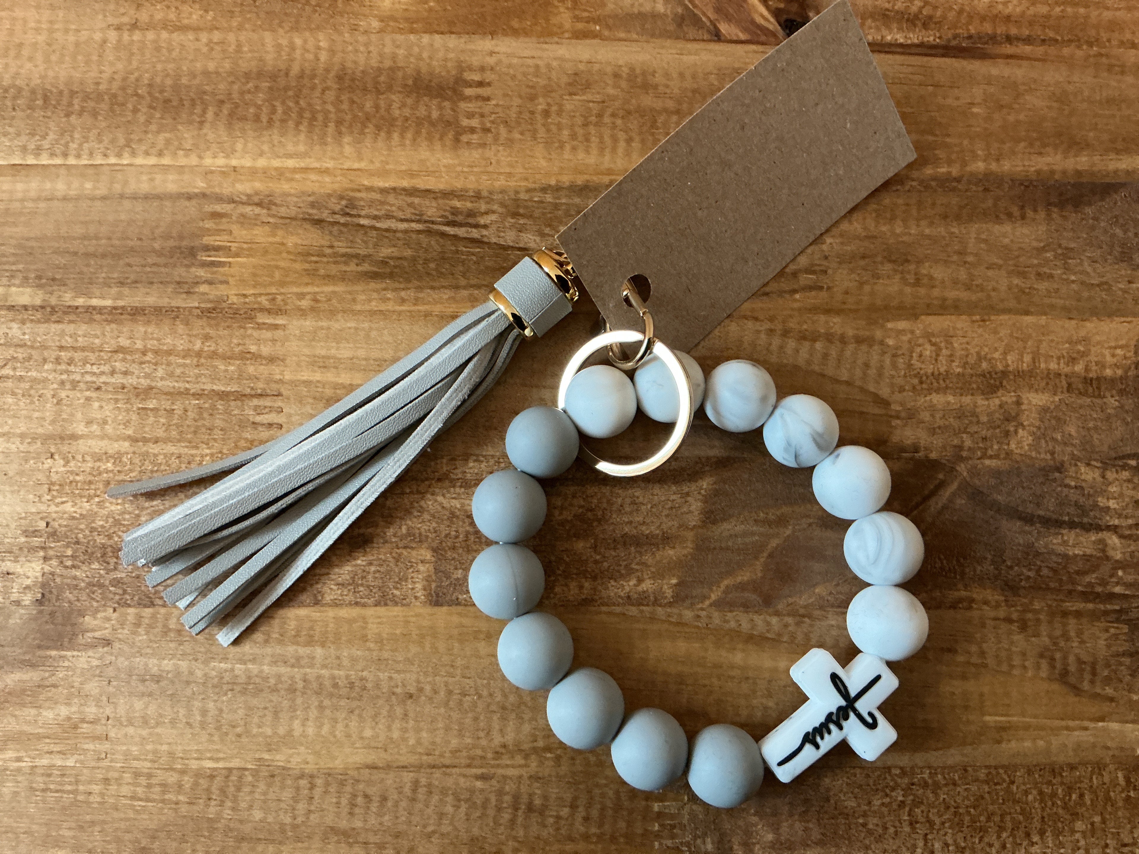 Jesus Cross Beaded Keychain