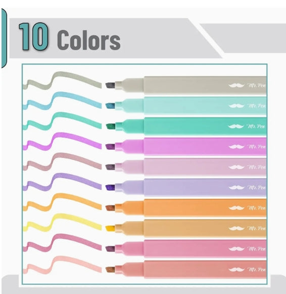 Candy Color Highlighters No Bleed 10 pack