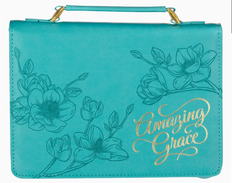 Amazing Grace Floral Teal Bible Cover