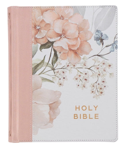 Rosy Coral Floral Note Taking Bible