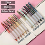 Retractable Gel Pens, 12 Pack, Black Ink Gel Pens, Vintage