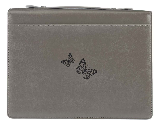 Gray / white floral Be Still Bible Cover